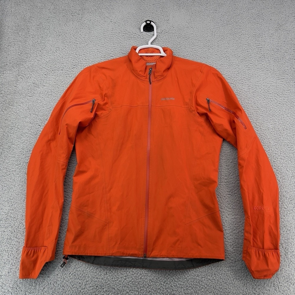 Patagonia Jacket Mens Medium Orange Gore-Tex Active Light Flyer Wind Water Proof